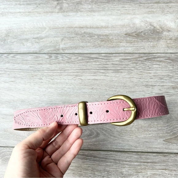 Willow Ridge Pink Suede Embossed Genuine  Leather Belt - Picture 3 of 16